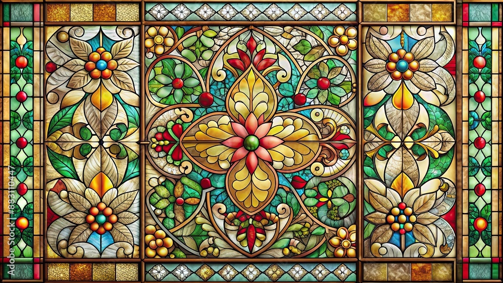 Artistic stained glass background with a mix of traditional and contemporary designs, stained glass, art, background Artistic stained glass background with a mix of traditional and contemporary designs, stained glass, art, background