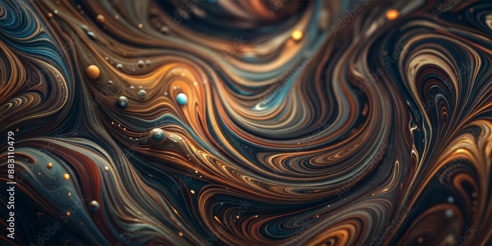 A painting of a wave with many different colored spheres A painting of a wave with many different colored spheres
