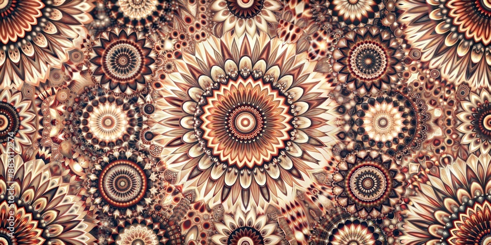 A colorful flower pattern with many different shapes and sizes A colorful flower pattern with many different shapes and sizes