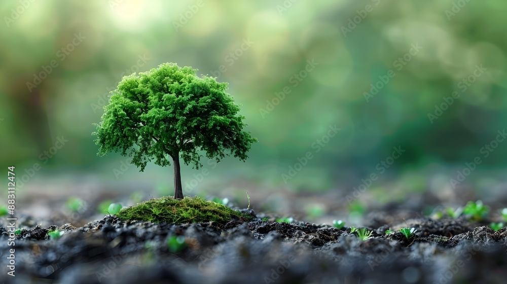 Lush Tree in Pastoral Farm Landscape for Gardening and Agriculture Lush Tree in Pastoral Farm Landscape for Gardening and Agriculture