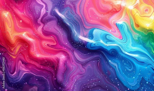 A psychedelic style with rainbow colors patterns, colorful liquid background, Generative AI