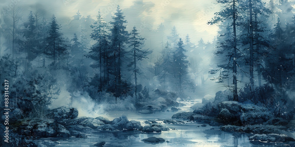 Serene Winter Forest Stream Serene Winter Forest Stream