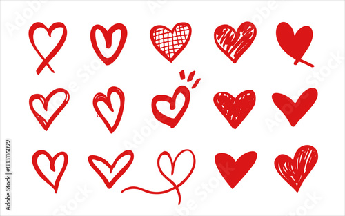 Collection of hearts illustration. Attractive red heart illustrations. Hearts element.