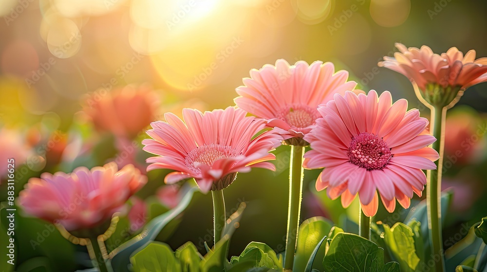 Vibrant flowers blooming in sunlight Vibrant flowers blooming in sunlight