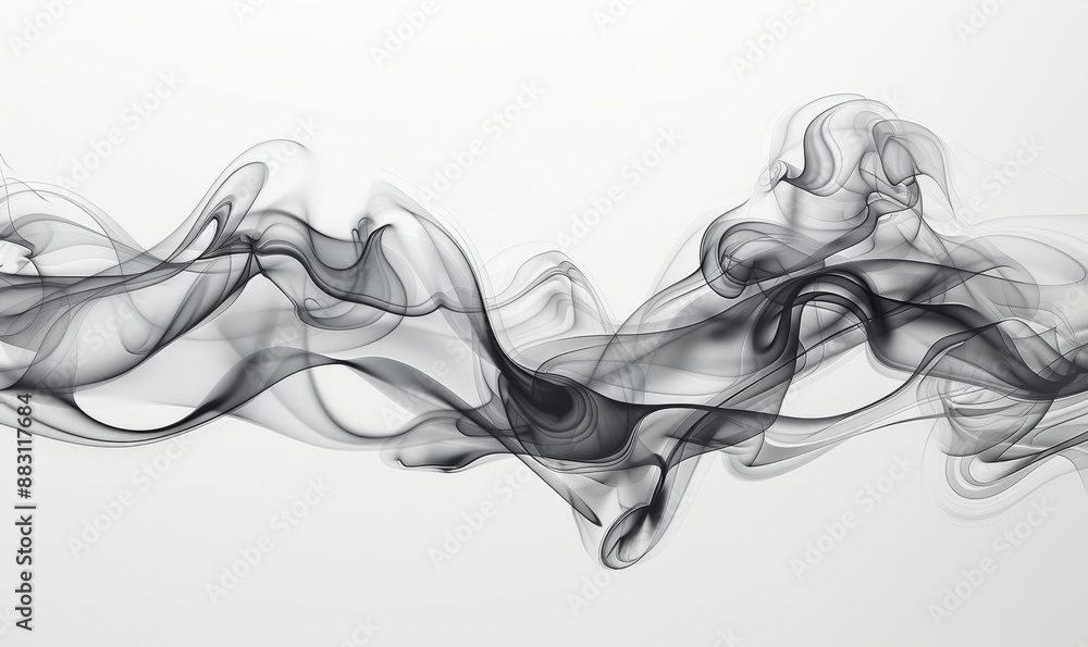 Smoke curls background white, Generative AI Smoke curls background white, Generative AI