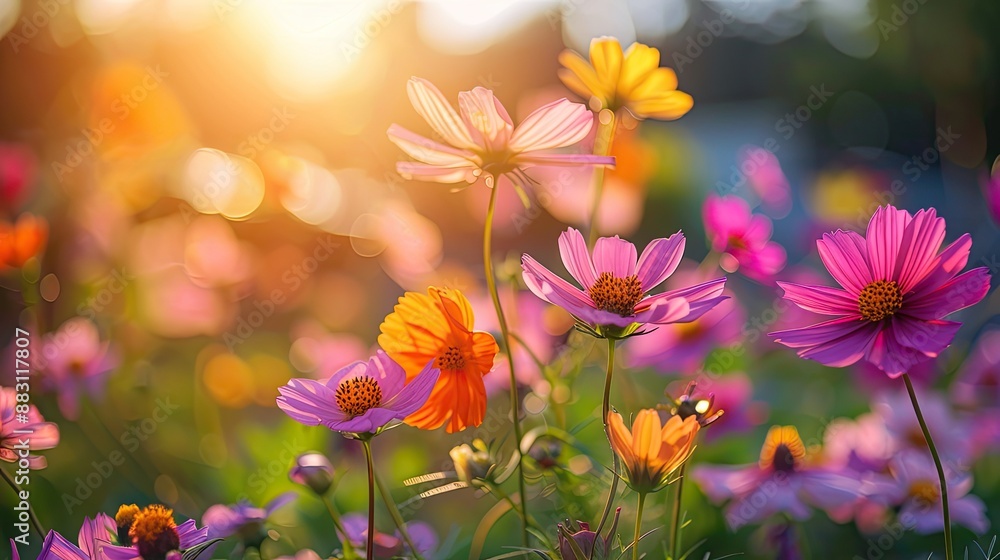 Vibrant flowers blooming in sunlight Vibrant flowers blooming in sunlight