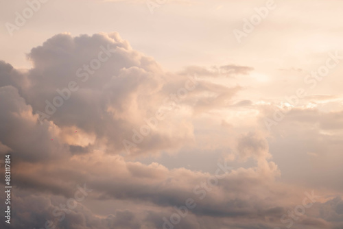 Wallpaper Mural Clear blue sky with glowing pink and golden cumulus clouds after storm at sunset. Dramatic cloudscape. Concept art, meteorology, heaven, hope, peace, graphic resources, picturesque panoramic scenery Torontodigital.ca