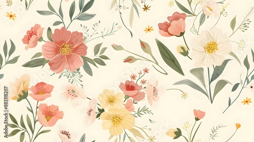 Wallpaper Mural Romantic Vintage Botanical Birthday Banner with Dreamy Floral Bouquets and Cascading Botanical Motifs Torontodigital.ca