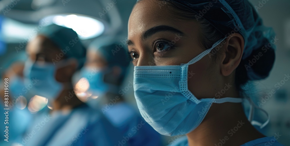 Female doctors are wearing scrubs. Female doctors are wearing scrubs.