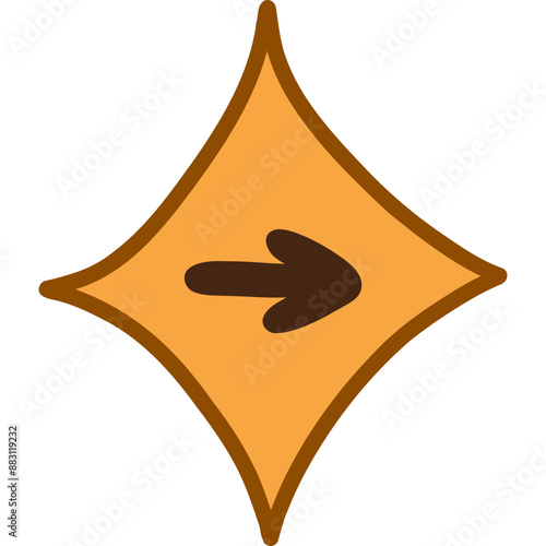 Cute hand drawn arrow mark as postpone sign in the shape of star. Diary note element with checkbox. Tick arrow point as delay symbol for weekly planner, notebook