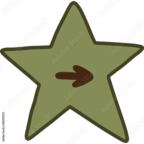 Cute hand drawn arrow mark as postpone sign in the shape of star. Diary note element with checkbox. Tick arrow point as delay symbol for weekly planner, notebook