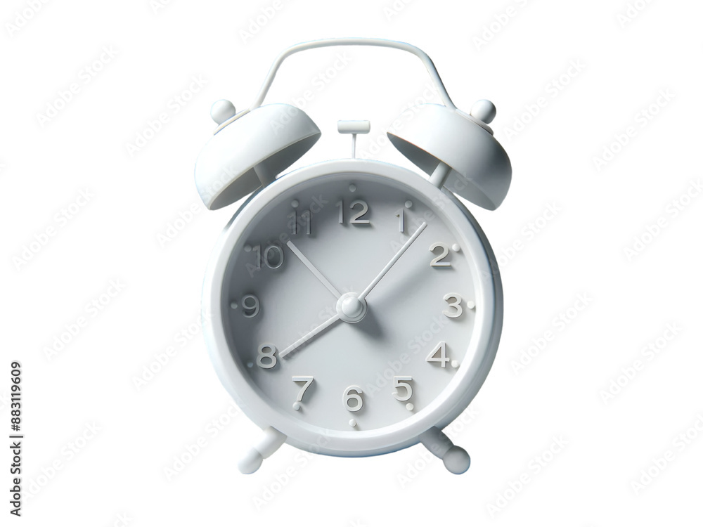 3d White alarm clock timer ring bell isolated on transparent background. 3d White alarm clock timer ring bell isolated on transparent background.