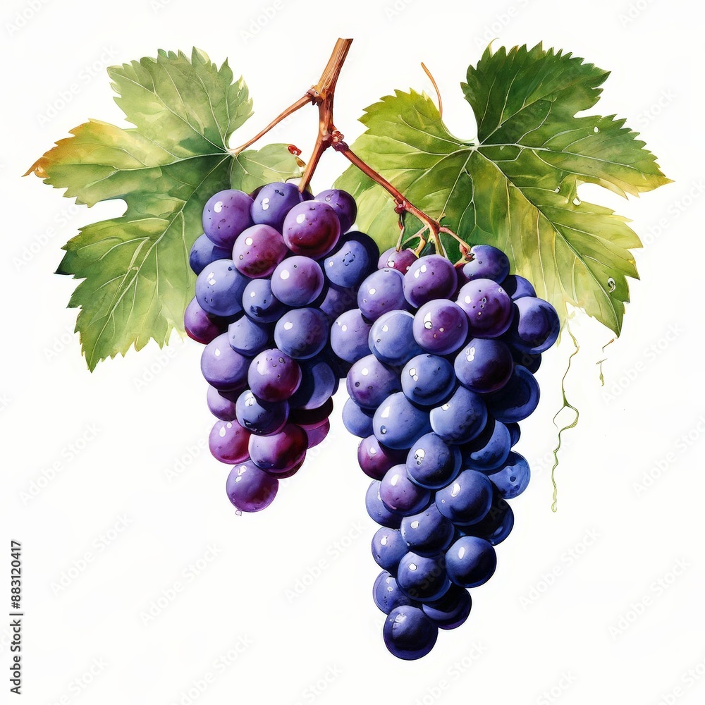 Fototapeta premium Fresh Grapes with Green Leaves.