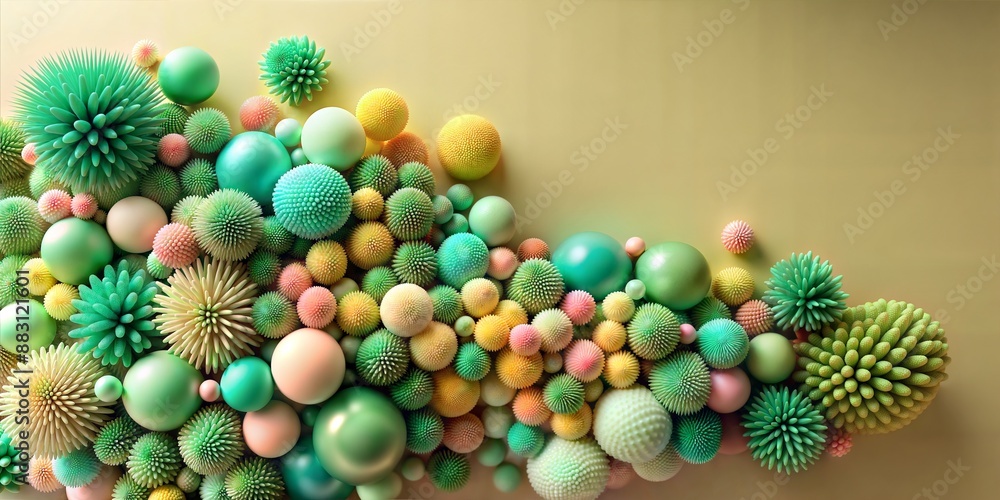 A bunch of colorful balls are arranged in a way that creates a sense of movement A bunch of colorful balls are arranged in a way that creates a sense of movement