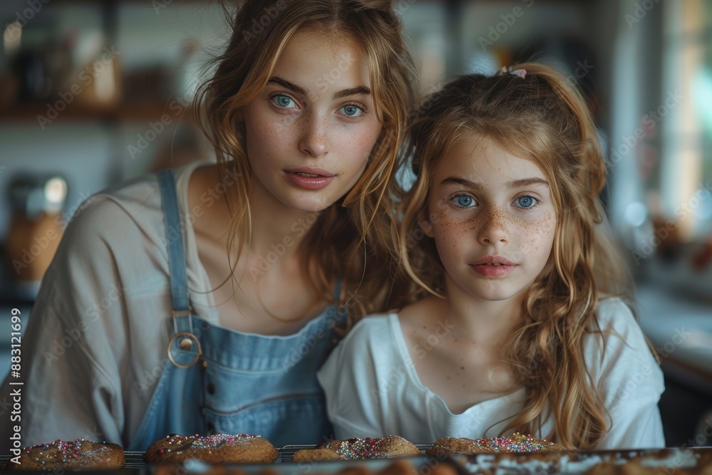 Fototapeta premium A Mother and Daughter's Sweet Creation