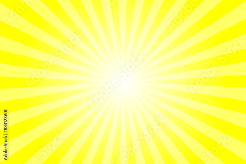 Wallpaper Mural Yellow Background with White Sun Ray. Pattern of Starburst. Abstract Bright Yellow Texture with Light of Sunburst. Radial Beam of Sunlight. Retro Background with Flash. Design of Sunbeams. Torontodigital.ca