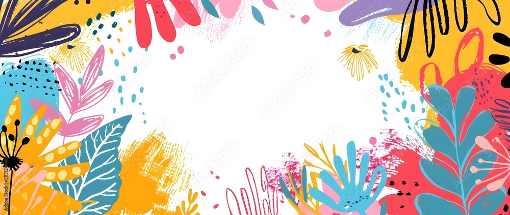 Playful Doodle Page Border Design with Blank Space for Mockup Background Playful Doodle Page Border Design with Blank Space for Mockup Background