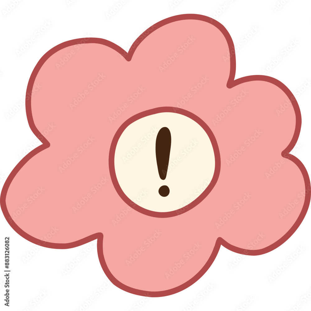 Exclamation point as important sign in checkbox in the shape of flower for weekly planner, notebook. Cute hand drawn mark for bullet journal. Diary note element. Exclamation point as important sign in checkbox in the shape of flower for weekly planner, notebook. Cute hand drawn mark for bullet journal. Diary note element.
