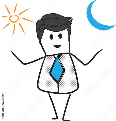 day and night sign with stickman