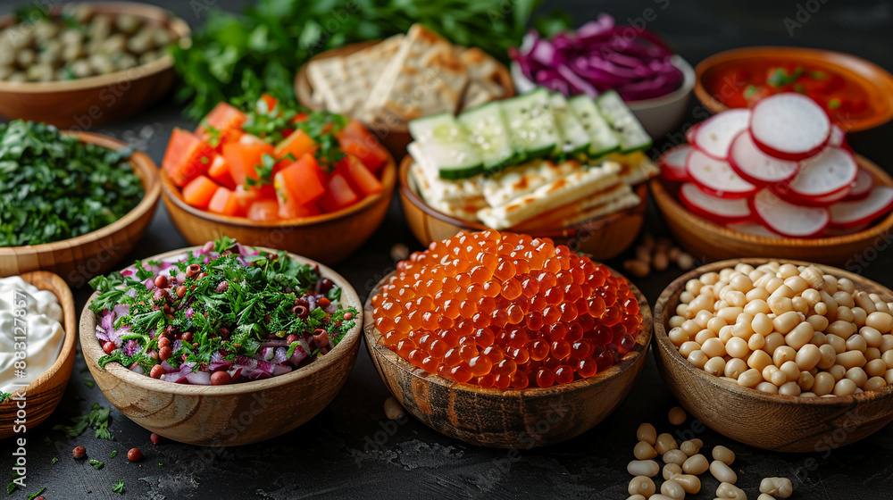 Fototapeta premium I want to make a new banner for the Happy Food website in the spirit of the holiday , in addition to products for Passover that are gluten-free (so no matzot) such Passover plate, etc. You can also a