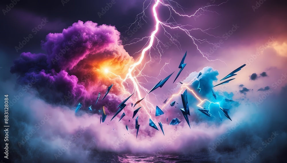 Naklejka premium Innovative, lightning, creative background, lightning sky