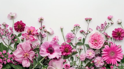 Springtime Floral Border with Pink Assorted Flowers