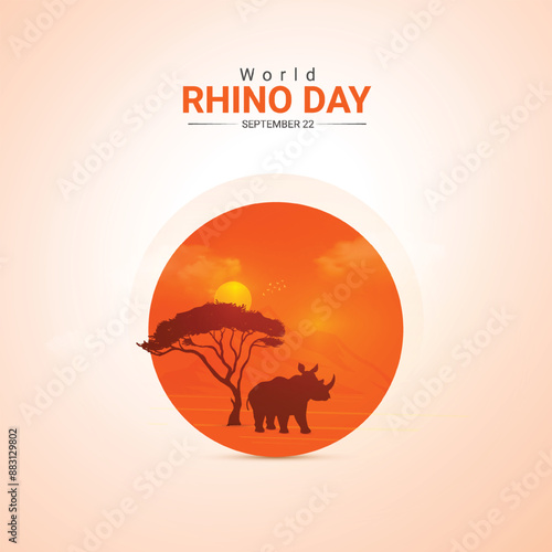 world rhino day creative ads design. save, jungle and rhino silhouette vector isolated on Template for background. rhino day Poster, vector, 3d, illustration, Sep 22. Important day, Holiday concept.