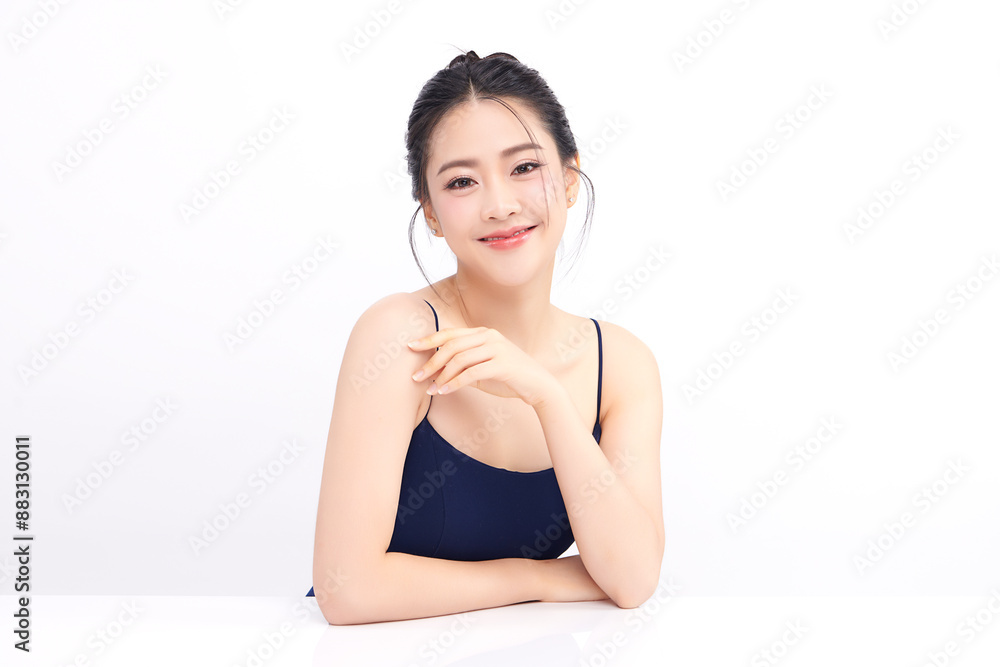 Beautiful young asian woman with clean fresh skin on white background, Face care, Facial treatment, Cosmetology, beauty and spa, Asian women portrait. Beautiful young asian woman with clean fresh skin on white background, Face care, Facial treatment, Cosmetology, beauty and spa, Asian women portrait.