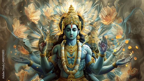 Vishnu, wallpaper, god of wealth and prosperity