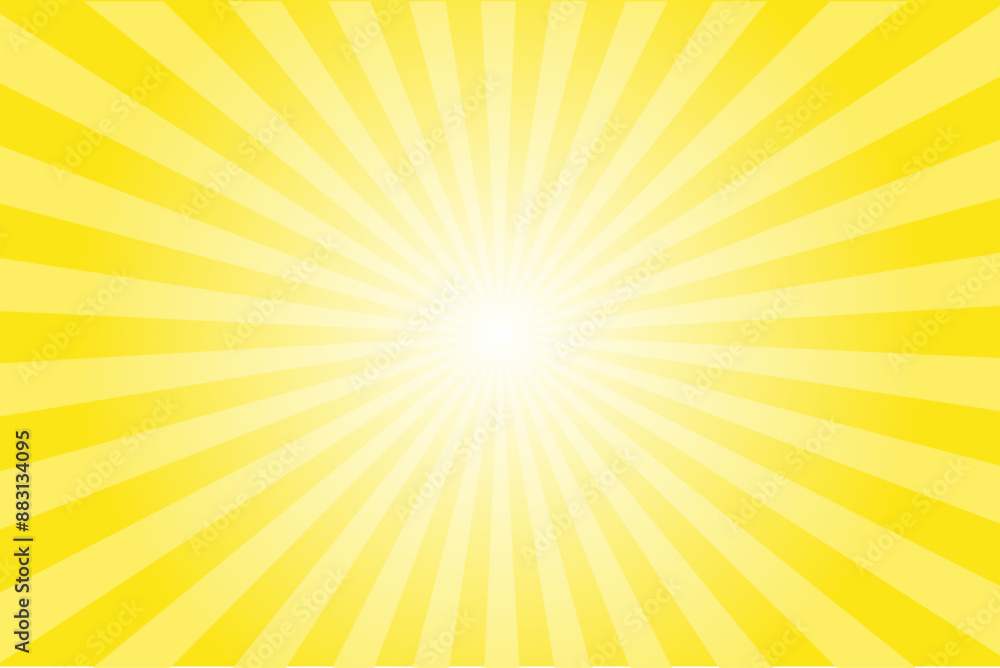 Spectrum yellow sun ray vector background. Radial beam sunrise or sunset light retro design illustration. Light sunburst glowing background. Spectrum yellow sun ray vector background. Radial beam sunrise or sunset light retro design illustration. Light sunburst glowing background.