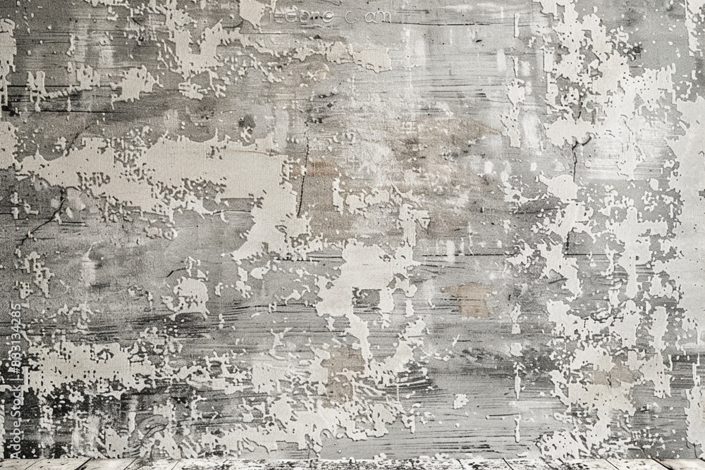 Fototapeta premium A highresolution texture of a light grey and white distressed area rug, with subtle grunge elements for an artistic touch. The pattern is dense yet airy to create depth on the surface, perfect as a b