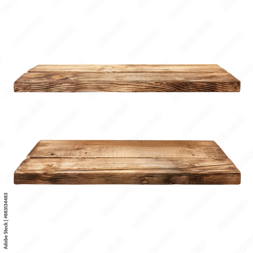 Obraz premium Rustic Wooden Decorative Floating Wall Shelves in Natural Wood Finish