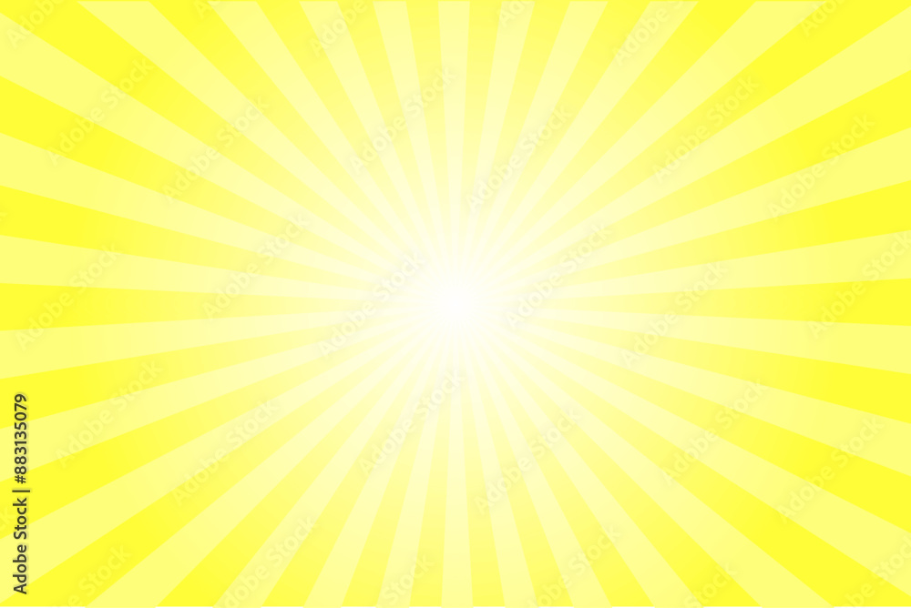 Sunshine yellow sun ray vector background. Radial beam sunrise or sunset light retro design illustration. Light sunburst glowing background. Sunshine yellow sun ray vector background. Radial beam sunrise or sunset light retro design illustration. Light sunburst glowing background.