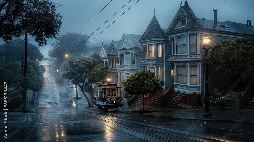Naklejka premium A Misty Morning in San Francisco