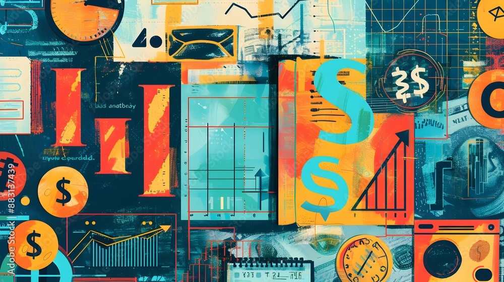Budgeting and Financial Planning Collage with Symbols and Tools Budgeting and Financial Planning Collage with Symbols and Tools
