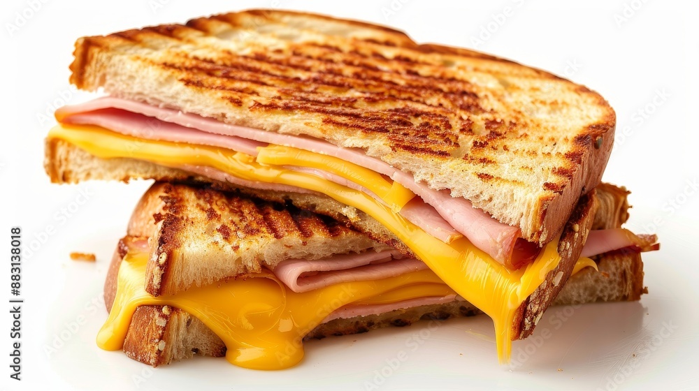 Melted Cheese and Ham Grilled Sandwich, close-up , food , sandwich , breakfast , Melted Cheese and Ham Grilled Sandwich, close-up , food , sandwich , breakfast ,