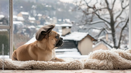 A Dog's Daydream in a Winter Wonderland photo