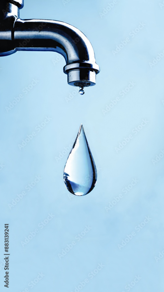 a drop of water falling from a tap, leaking faucet a drop of water falling from a tap, leaking faucet