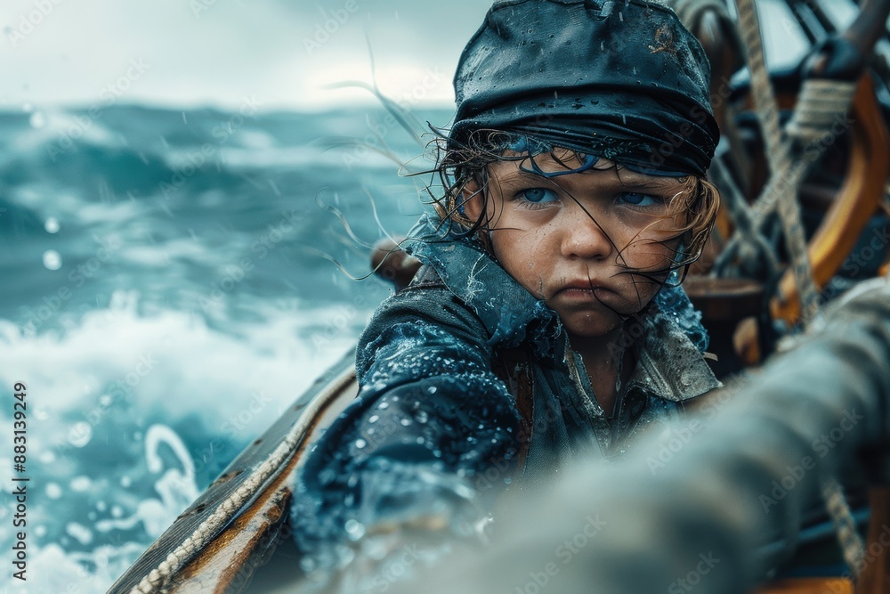 Obraz premium A Young Pirate's Determined Gaze