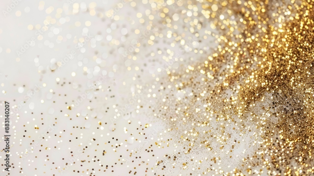 Abstract image with sparkling gold and silver glitter on white background Abstract image with sparkling gold and silver glitter on white background