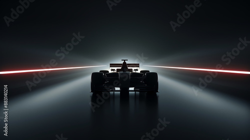 Dramatic view of the F1 cars nosecone, highlighting aerodynamic shape, F1 car, frontend design
