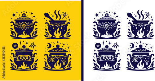 cauldron icon set Kettle Pot Boiler symbol collection Vector illustration