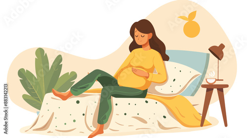 Health Problem Stomach Disease Symptoms. Female Character