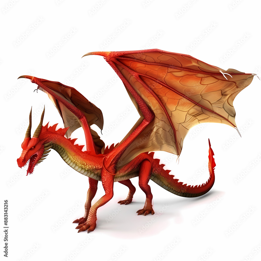 3D dragon in white background vector image 3D dragon in white background vector image