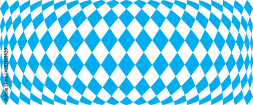 Oktoberfest party, Germany. Cyan bavaria with blue square, argyle, bavarian pattern. Vector sign. October fest. Fabric tablecloth with bavaria state flag. Oktoberfest party. Beer festivale. Holiday.