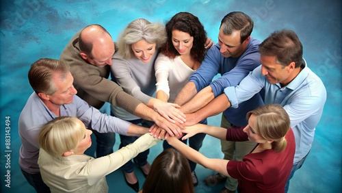 Community Support: The Circle of People and Embracing Arms - Visualize a circle of people with embracing arms, illustrating the support and compassion that religious communitie photo