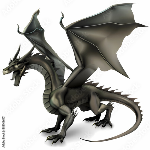 3D dragon in white background vector image