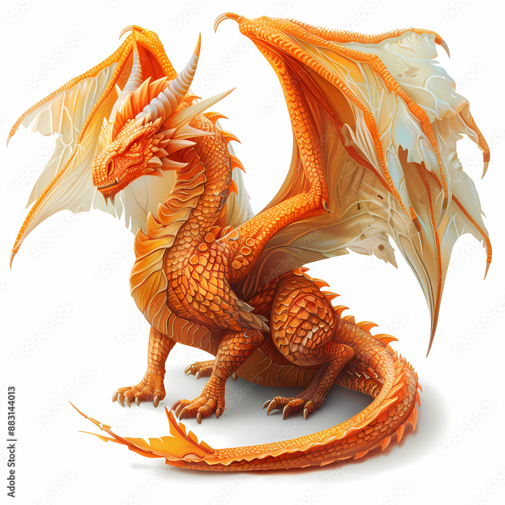 3D dragon in white background vector image 3D dragon in white background vector image