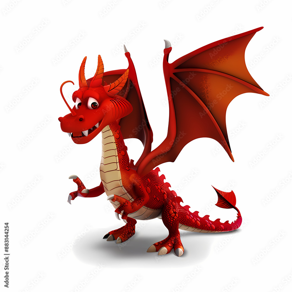 3D dragon in white background vector image
