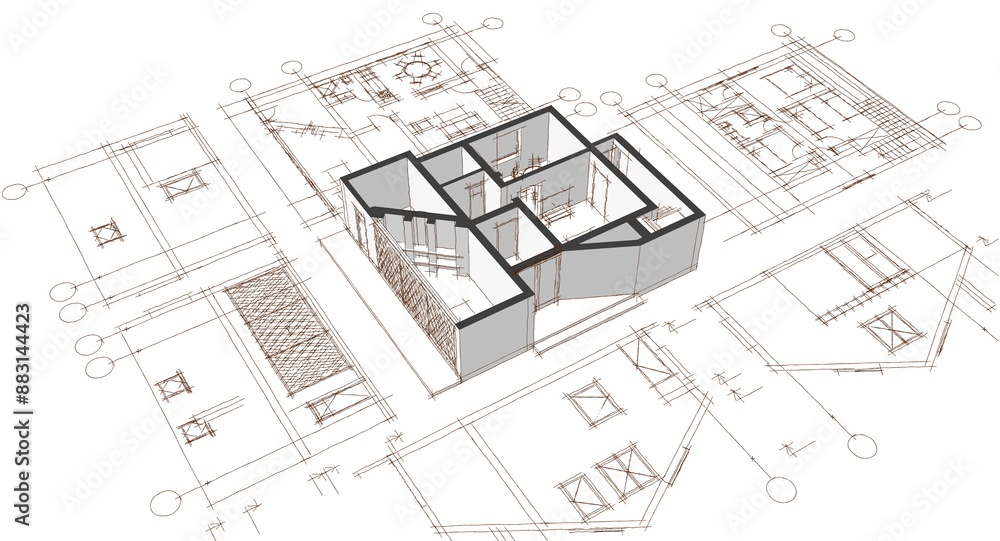 house plan 3d illustration house plan 3d illustration